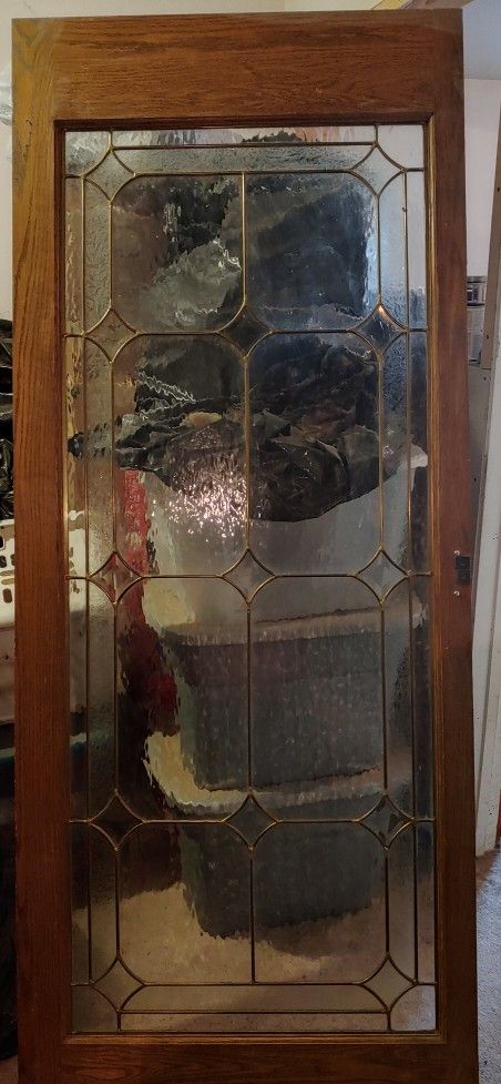 Antique Wood Leaded Glass Door!
