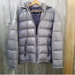 Guess LA Puffer Jacket Removable Hood Unisex Mens Womens Medium Winter Fall Coat