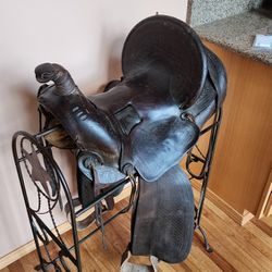 Old Saddle With Custom Saddle Stand