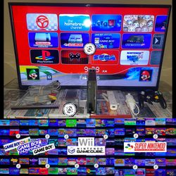 Nintendo Wii In Black w/ 1 TB HD & 7000+ Wii, Gamecube, SNES, NES, GBA, Gameboy Color, N64, Sega, PS1, Arcade & More!