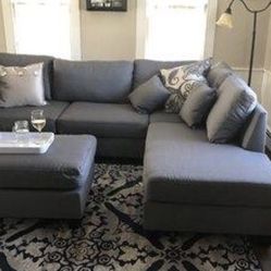 Grey Sectional + Ottoman