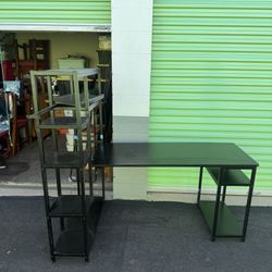 Black L-Shaped Desk with Shelves