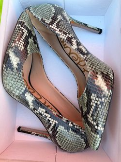 Sam Edelman Hazel Mint Snake Print Pointed Toe Stiletto Pumps Slip On 7.5M