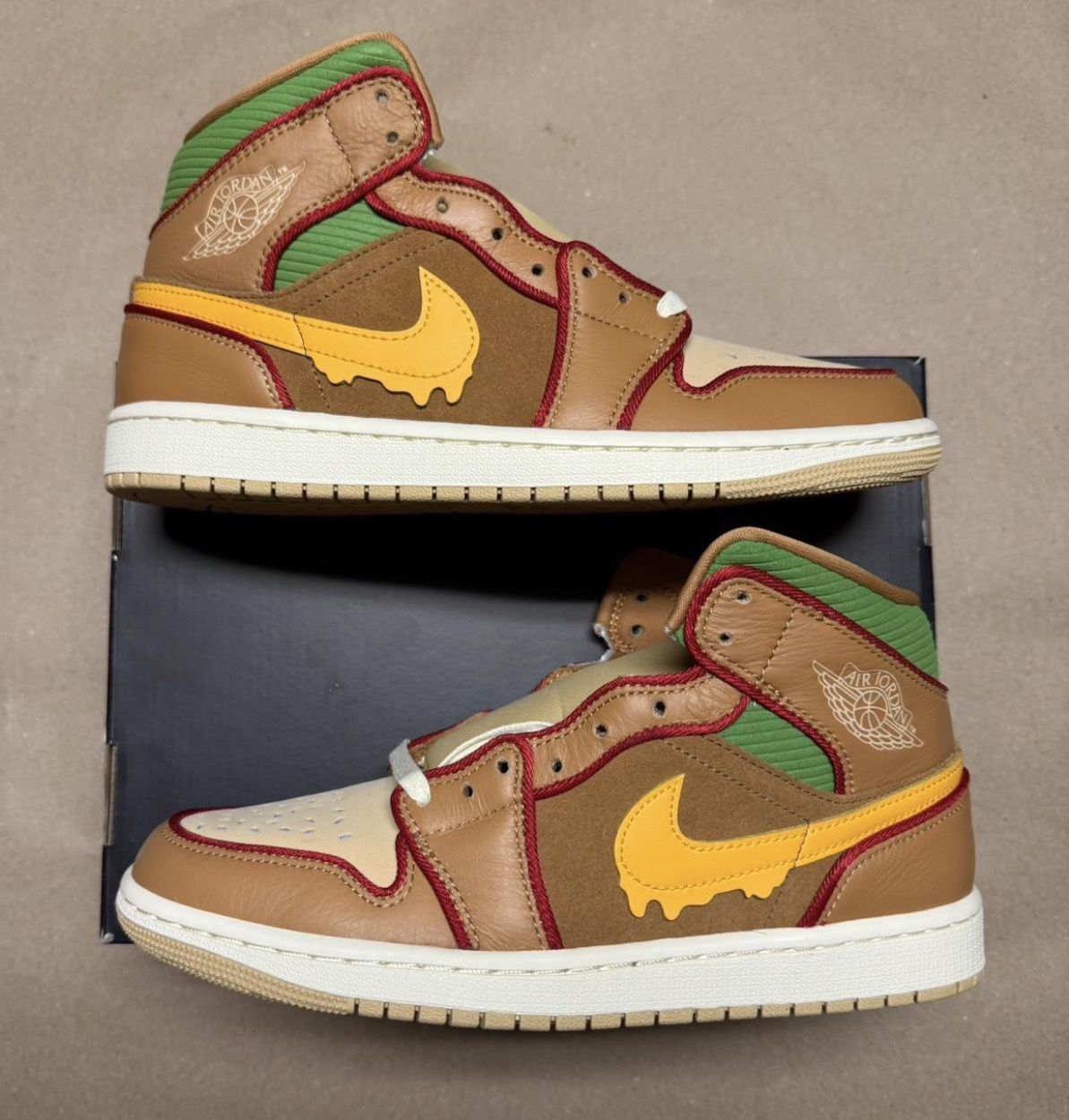 Nike Air Jordan 1 Mid SE Cheeseburger Mens size 10 Rare NEW!