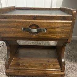 Rustic Cabin Style Solid Wood Nightstand / End Table