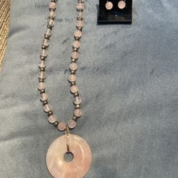 Light Pink Necklace And Earrings 