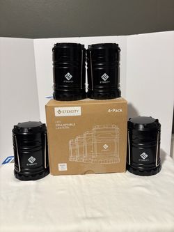 Etekcity CL10 Collapsible LED Camping Lanterns, Battery, Black 4-Pack.