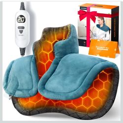 Weighted Instant Heating Pads for Neck and Shoulders, Heated Wrap w/ 6 Heat Options 4 Auto-Off Timer