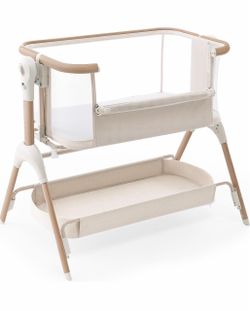 HARPPA Cuddly Signature Baby Bassinet, BSA Certified, Washable Mattress Ultra-Breathable Mattress, 3-in-1 Newborn Bassinet with Adjustable Height Gent