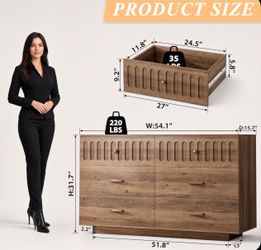 6 Drawer Dresser for Bedroom, Wide Modern Chest of Drawers