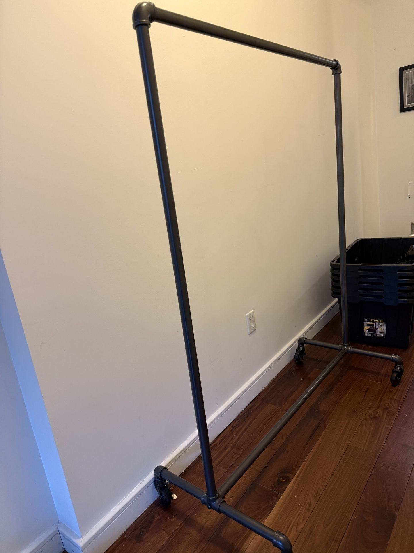 Pottery Barn Grey Steel Pipe Clothing Rack - Excellent Condition