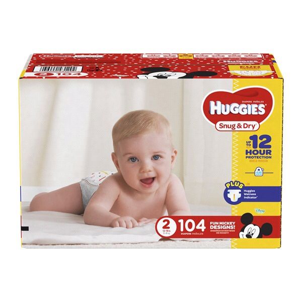 Huggies Snug&Dry Diapers Big Pack, Sz 2 (104ct)