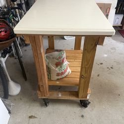 Heavy duty wooden rolling cart