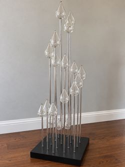 Modern Sculptural Decor with Glass Teardrop Accents