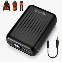 Heated Jacket Vest Battery Pack 18400mAh 12V Fast Charging PD3.0/2.0 Rechargeable Power Bank with Adapter Cable for Heated Apparel Pants Hoodies Compa