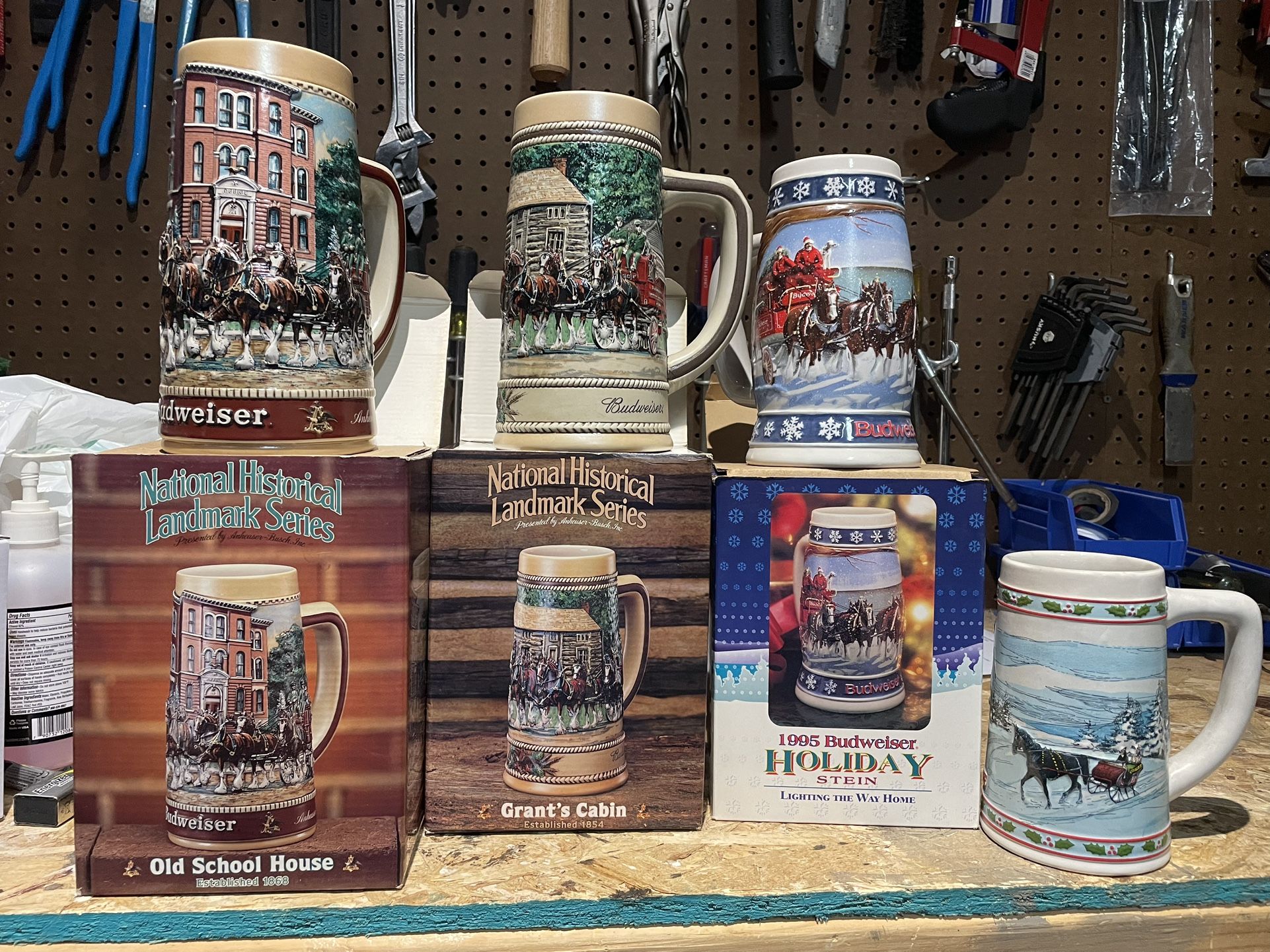 Budweiser Beer Steins And Miller High Life