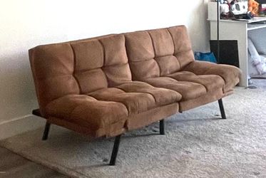 72” Memory Foam Futon Sofa Bed, Brown, Chocolate