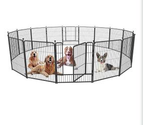 （F-2）Dog Playpen,32/40/45 Inch Height in Heavy Duty, Folding Indoor Outdoor Anti-Rust Dog Exercise Fence,(16 Panels, 40 Inch) Silver