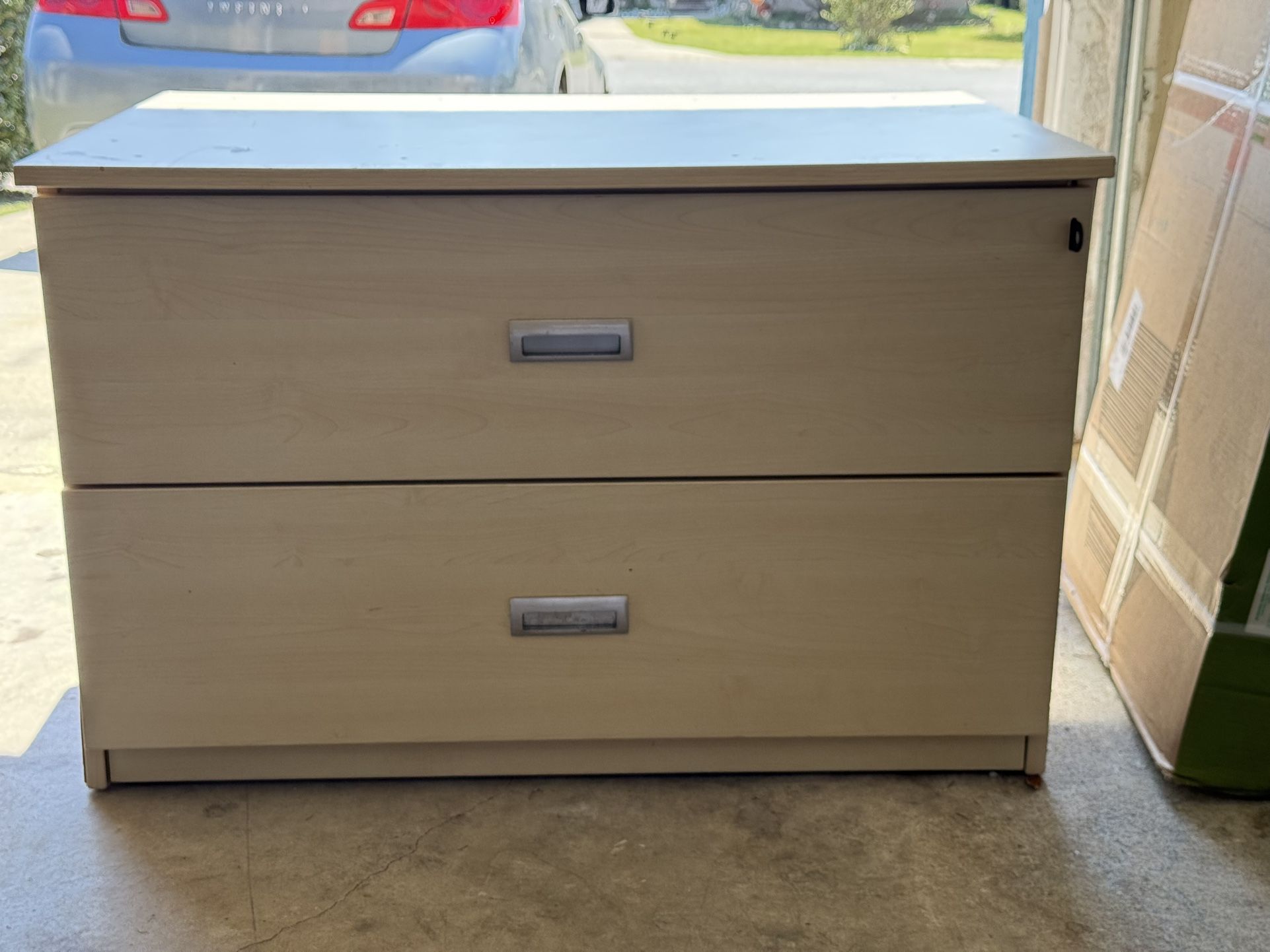 Beige 2 Drawer Storage Cabinet