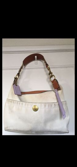 Coach Nylon & Leather Trim Purse Hamptons Weekend WHITE L0685-F10798