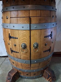 Barrel Cabinet with Lion Head Door Pulls