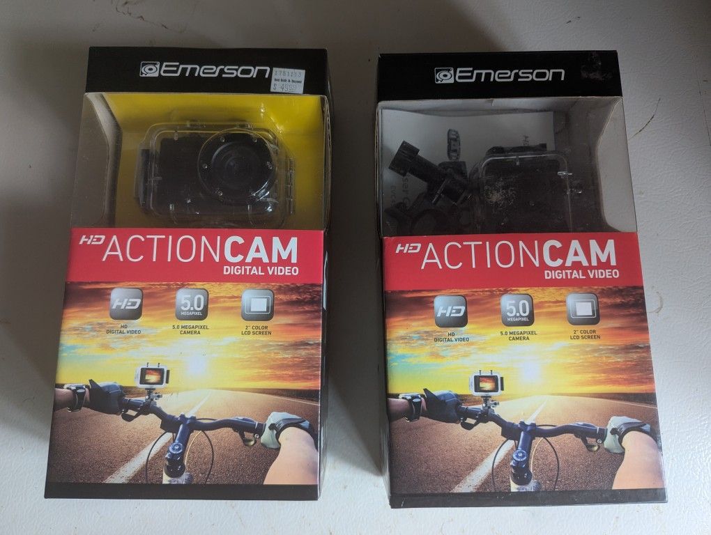 Emerson HD Action CAM Camera Rechargeable 4X Digital Zoom Bike Mount