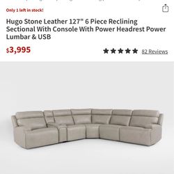 Hugo Stone Leather Reclining Sectional