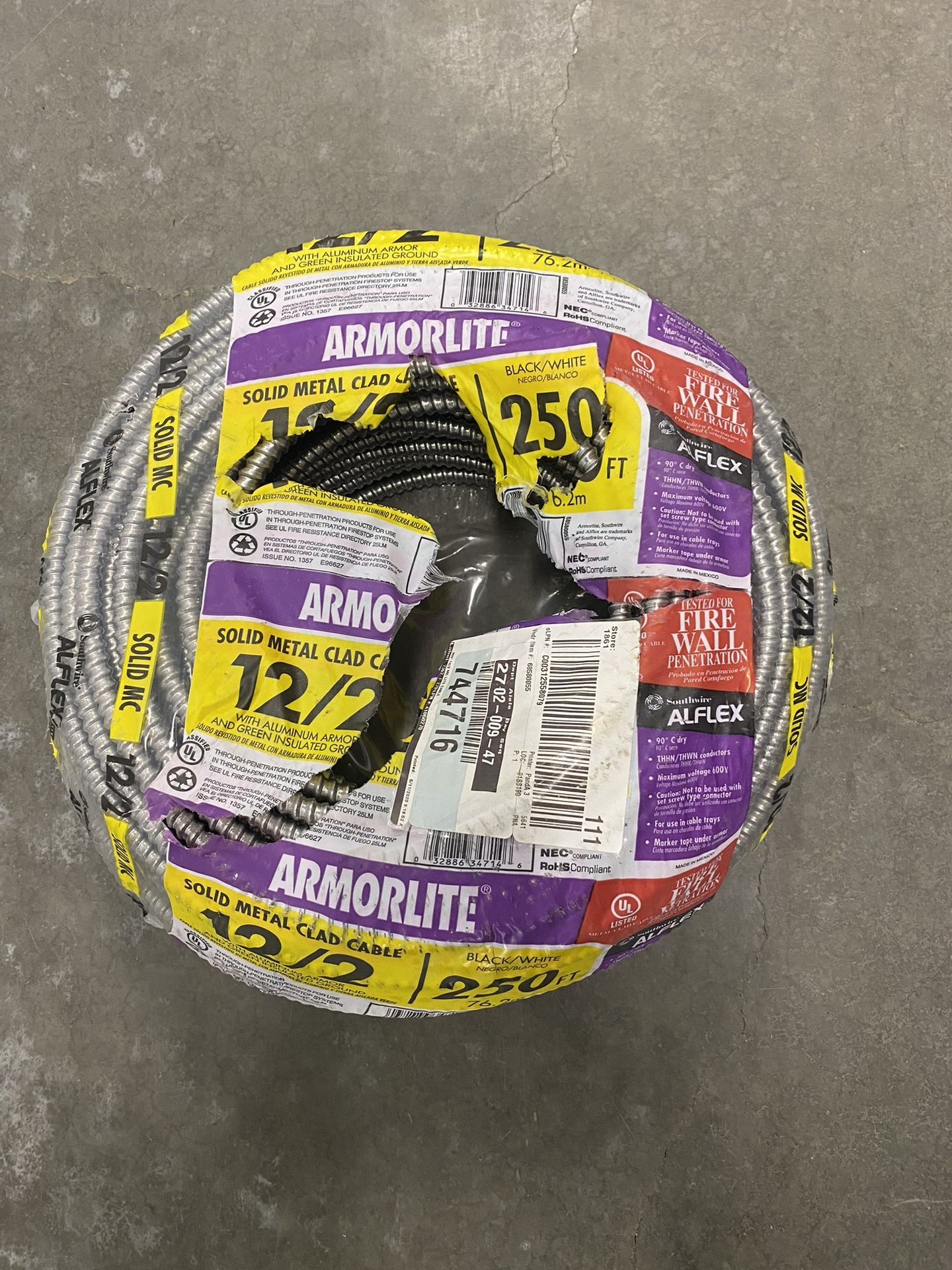 Solid Metal Clad Cable 250ft $180