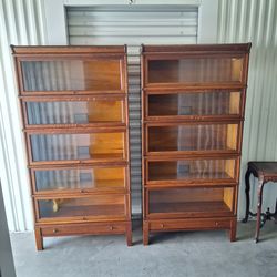 Pair of antique 5 tier display cabinets in amazing condition