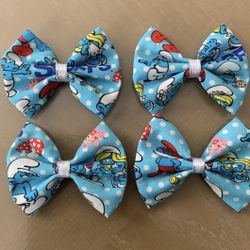 Smurfs Small Pigtail Bows Handmade 
