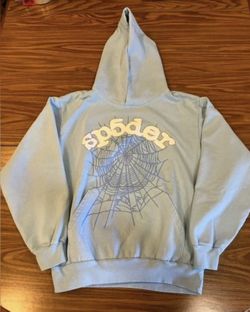 Sky Blue Web Sp5der Hoodie