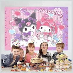 My melodi & kuromi banner back drop decor  3 x 5 ft new