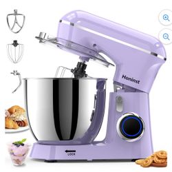 6.5 QT Electric Stand Mixer, 10+P Speeds Lightweight with Tilt-Head Kitchen Stand Mixer, Dough Hook, Whisk, Beater and Bowl, Food Mixer for Baking, Ca