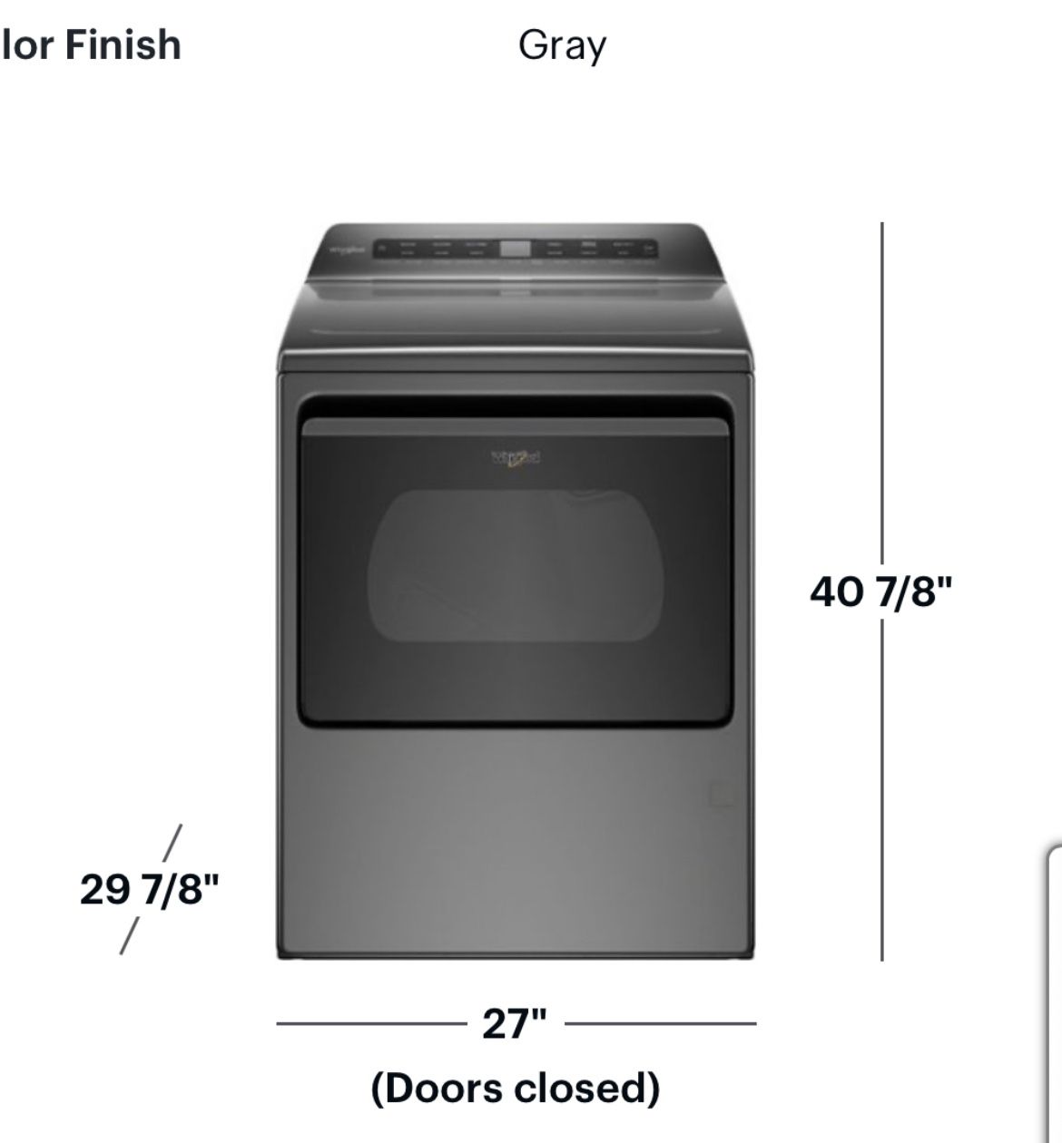 New In Box Whirlpool Gas Dryer