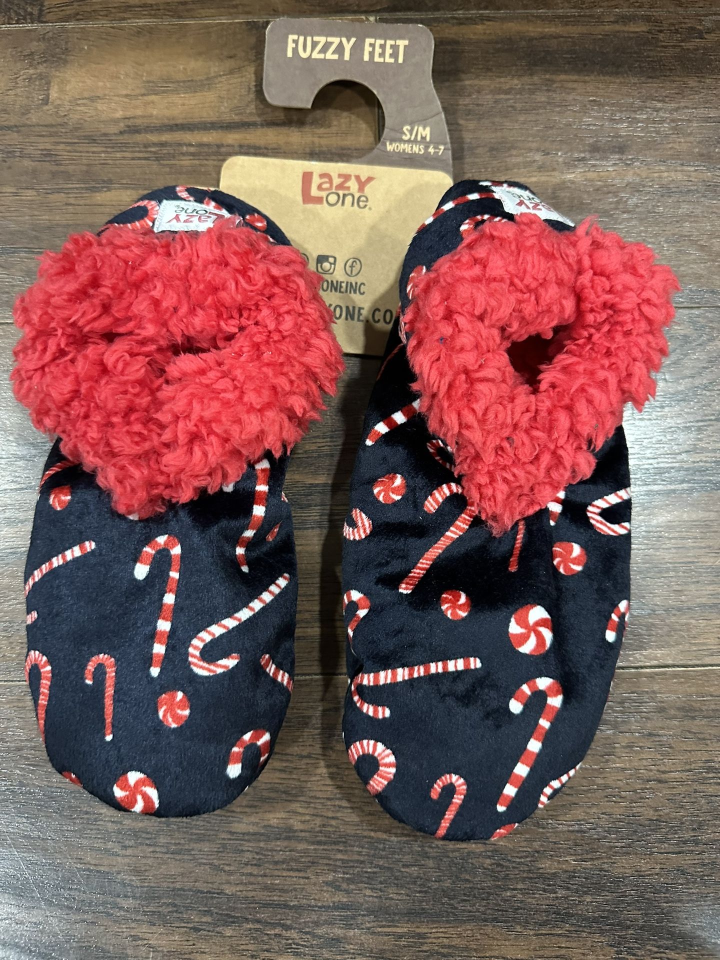 Candy Cane Fuzzy Slippers