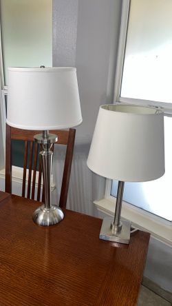 White And Silver Table Lamps. 