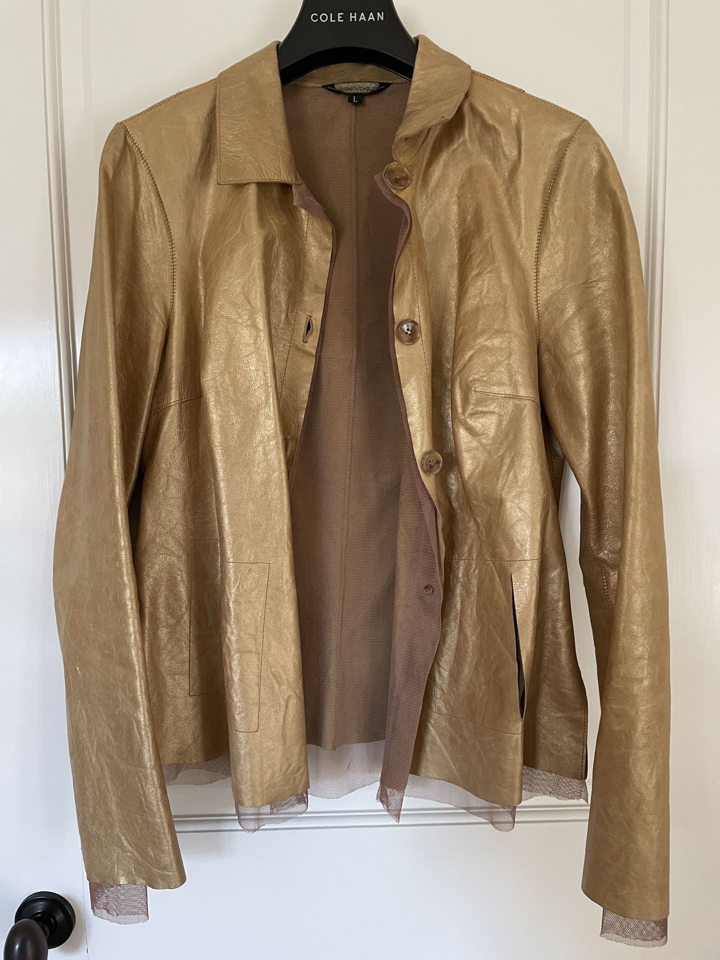 Gold Metallic Leather Jacket 