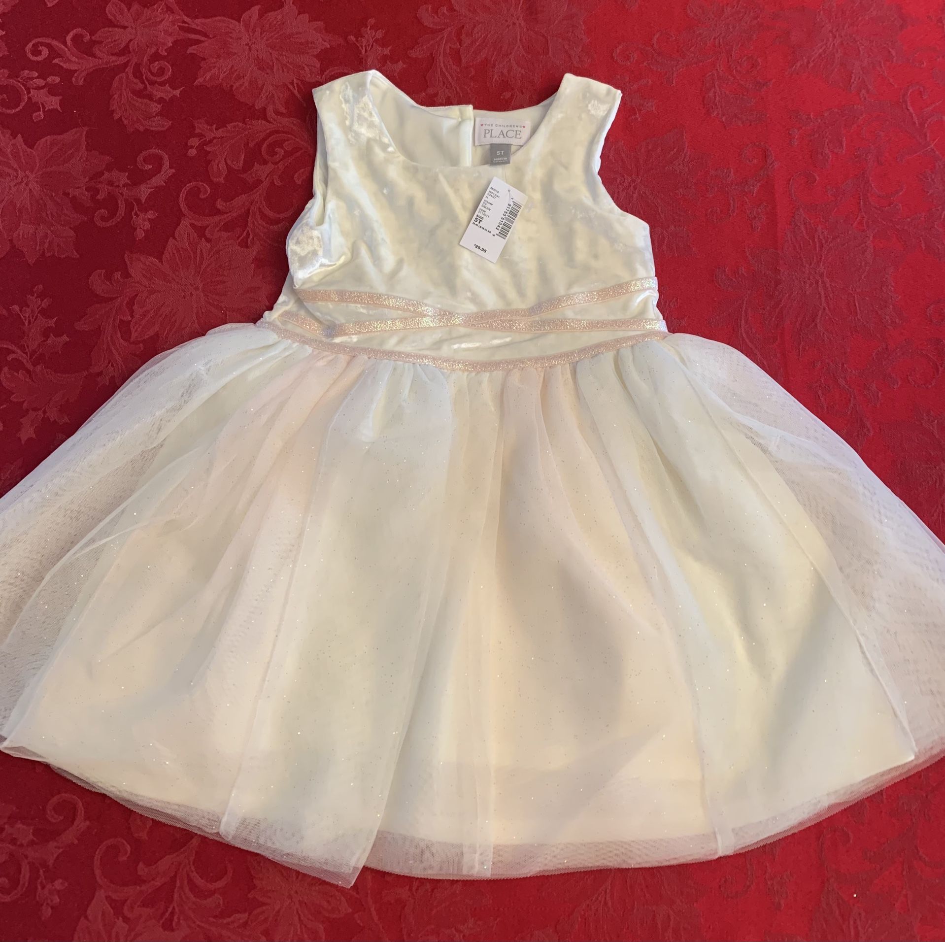 Little Girls Ivory And Rose Gold Tulle And Velvet Dress