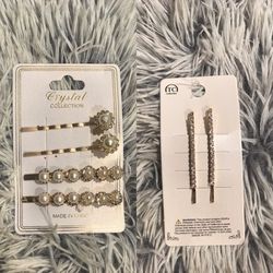 Gold/Pearl hair clips (6 clips total)