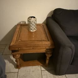 Country distressed wooden end tables
