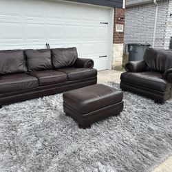 Bernhardt Sofa And Chair Whit Ottoman , Real Leather!!🚚✅