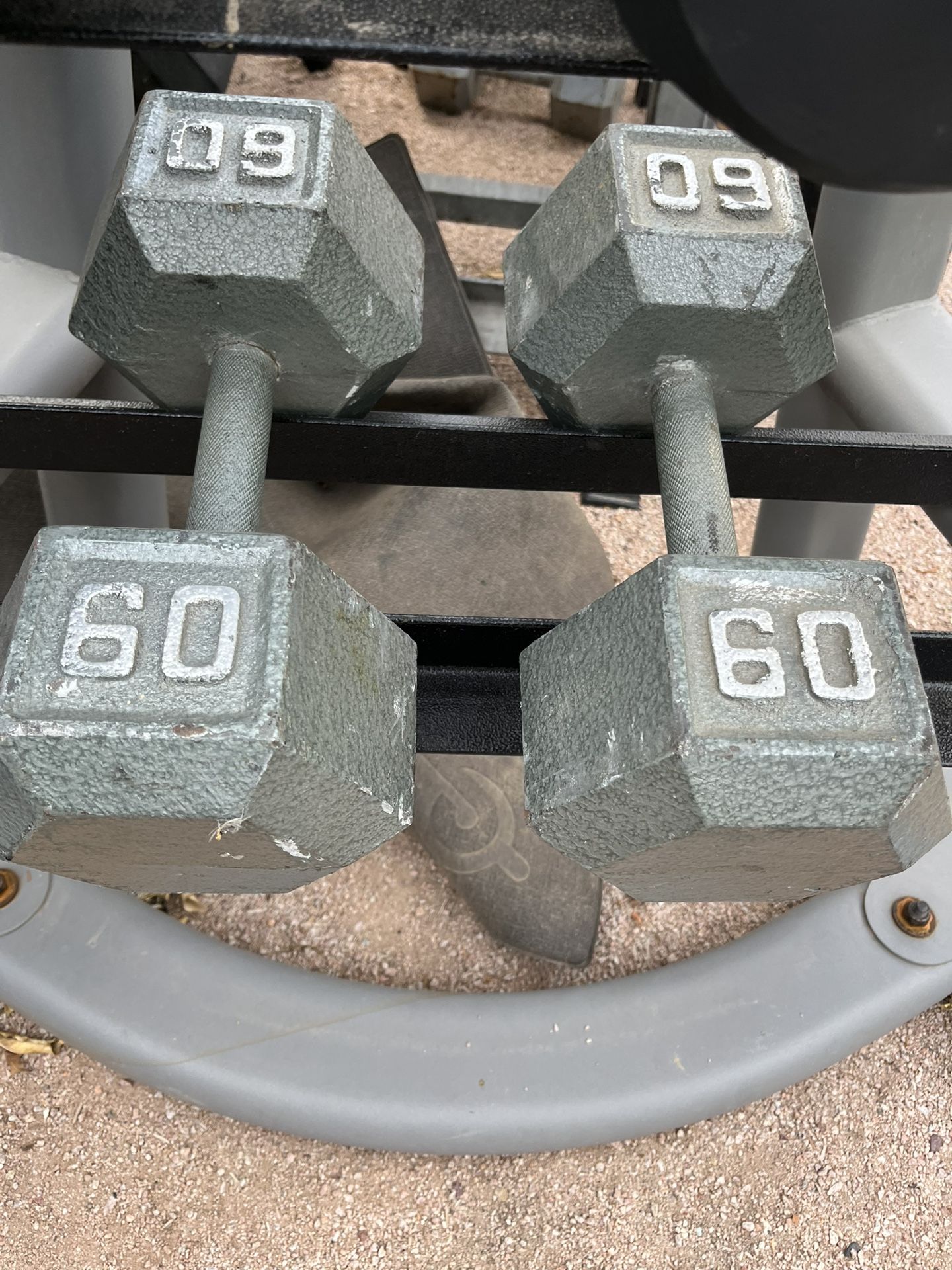 60lb Hex Iron Dumbbell Set Weights