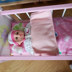 Crib With A Doll And Accessories 