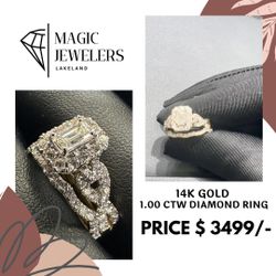 14K Gold Natural Diamond Bridal Ring – 1.00 CTW