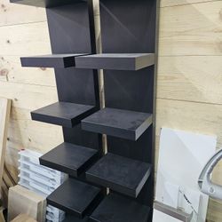 Two black shelves pair