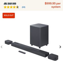 NEW JBL Bar 800 Surround Sound System w. Sub - Dolby Atmos 720 Watts 