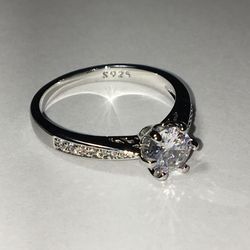 For Her Silver 925 CZ Diamond Engagement Ring Round Cut