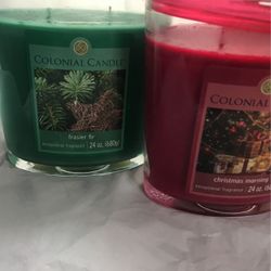 2 New Colonial Candles Frazier Fir  & Christmas Morning 