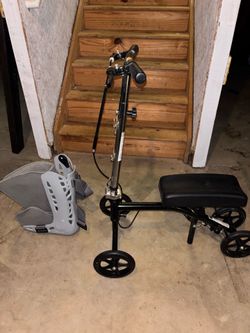 Knee scooter and foot brace