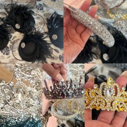  Formal Wear: Elegant Black Fastener, Elegant sequenced headbands, Tiara And 1/2 Crowns  Starting With $14-$35 All New